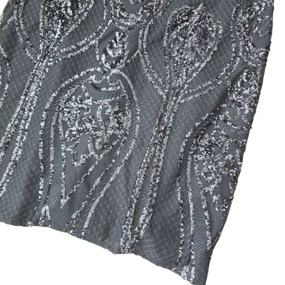 R&M Richards Dress Women's 18W Navy Blue Bling Sequins Short Sleeve Formal Stret - Picture 2 of 8